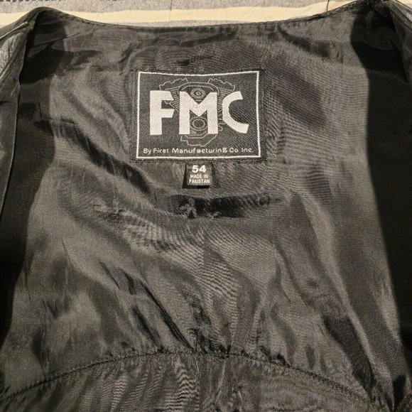 Leather FMC Motorcycle Riding Vest "Live To Ride" Patch sz 54 Black - Picture 5 of 6